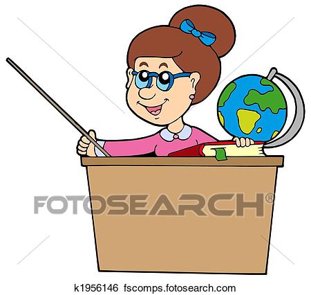 450x426 Stock Illustration Of Teacher Behind The Desk K1956146