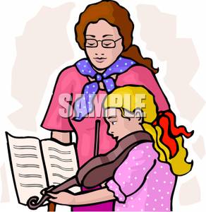 292x300 Teacher Watching A Girl Play Violin