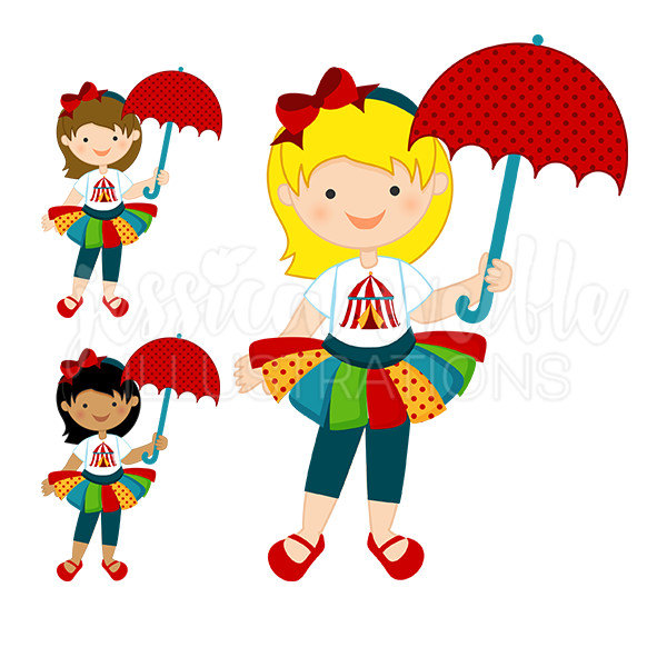 600x600 Fun Time Circus Girl Cute Digital Clipart Carnival Clip Art
