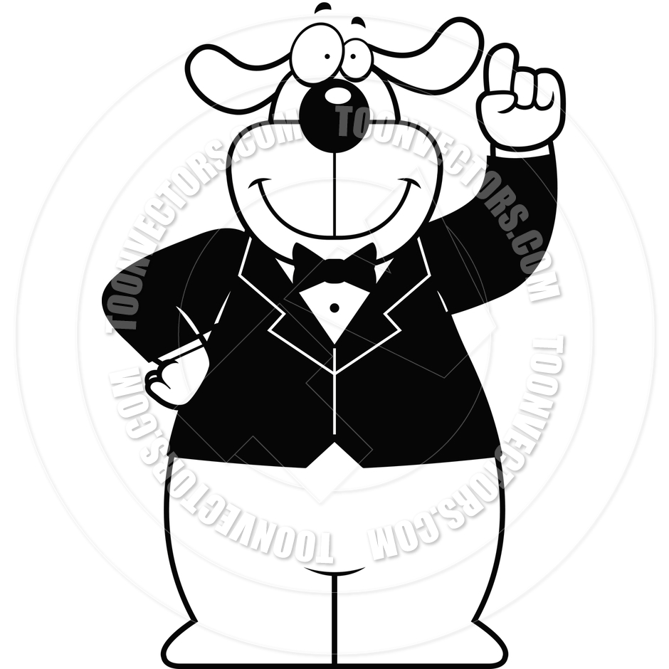 940x940 Cartoon Dog Tuxedo (Black And White Line Art) By Cory Thoman