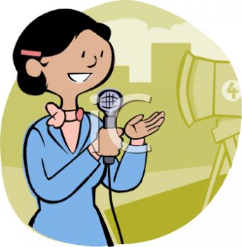 343x350 Cartoon Of A Female News Tv Reporter On Camera
