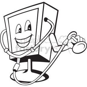 300x300 Royalty Free Black And White Tv Monitor Stethoscope Front 388249