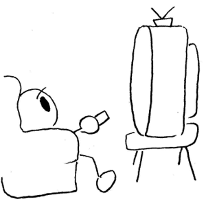 300x300 Watching Tv Black And White Clipart 3