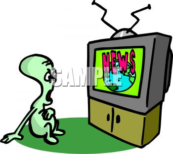 350x313 Watching Tv Free Clip Art Image Alien Watching The Television News