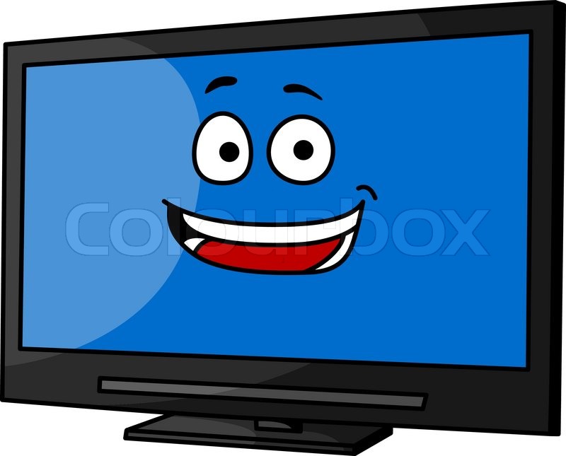 800x645 Cheeky Smiling Cartoon Tv Or Computer Monitor With A Blue Screen