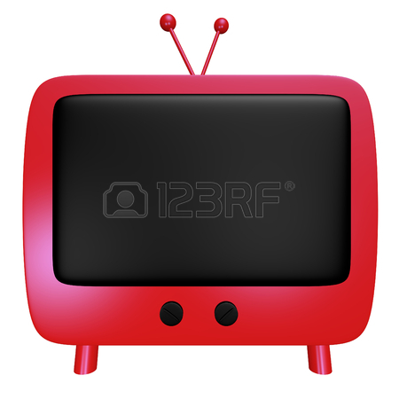 450x450 Front View Of A Red Cartoon Tv With A Blank Black Screen Stock
