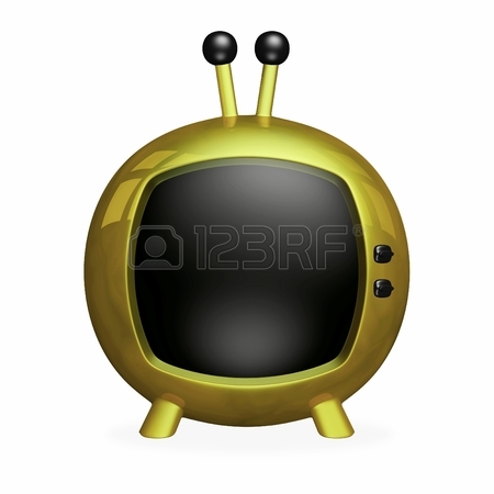 450x450 Cartoon 3d Retro Style Tv, Made Of Gold, With A Blank Black Screen