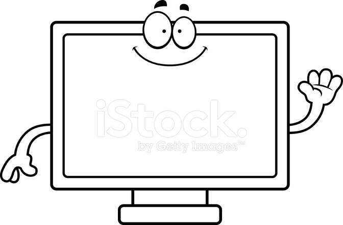 672x440 Cartoon Flat Screen Tv Waving Stock Vector