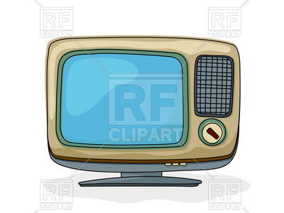 400x300 Drawing Of Retro Style Tv Set With Blank Blue Screen Royalty Free