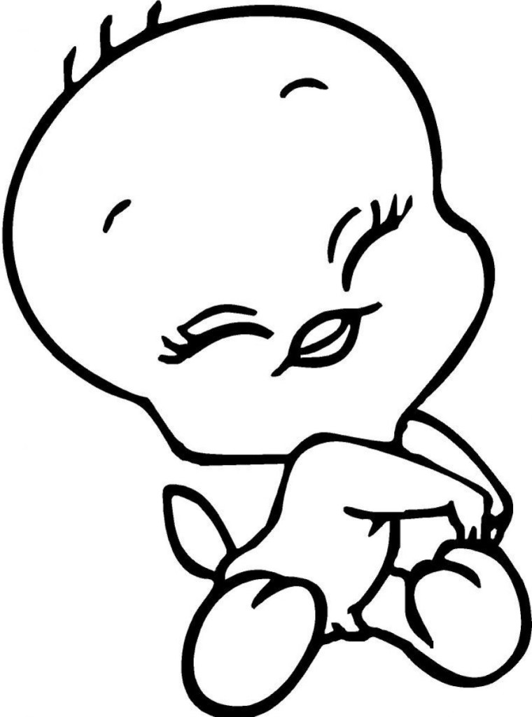 760x1024 Easier Baby Tweety Bird Coloring Pages Decoloring Clip Art Image
