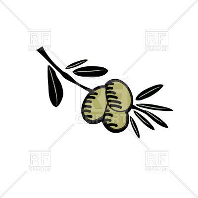 400x400 Simple, Hand Drawn Olive Twig Royalty Free Vector Clip Art Image