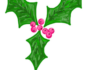 340x270 Holiday Clip Art Holly Toadstools And Thin Twigs Merry