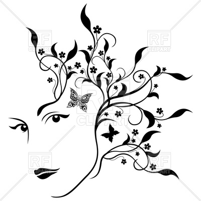 400x400 Attractive Girl Abstract Half Turn Portrait With Swirl Twigs