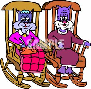 300x295 Cats Sitting In Rocking Chairs Knitting
