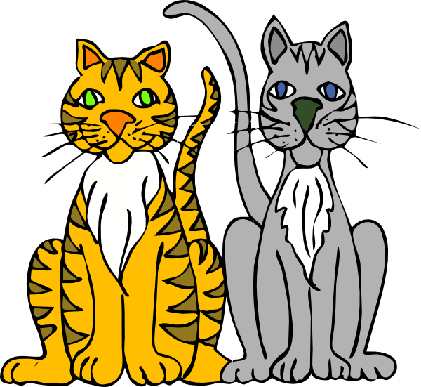 600x551 Two Cartoon Cats Clip Art