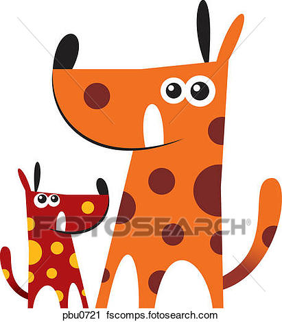 411x470 Clipart Of Two Spotted Dogs Of Different Sizes Pbu0721