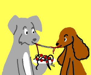 300x250 Dogs Share Spaghetti