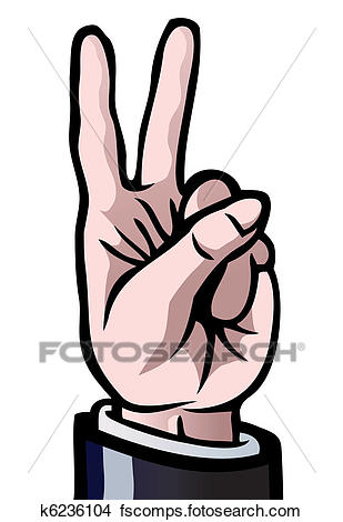 309x470 Clipart Of Two Fingers Up K6236104