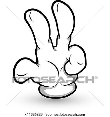 442x470 Clip Art Of Cartoon Hand Two Fingers Vector K11635826