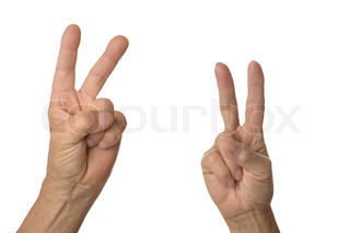 320x213 Hand With Two Fingers Up In The Peace Or Victory Symbol Isolated