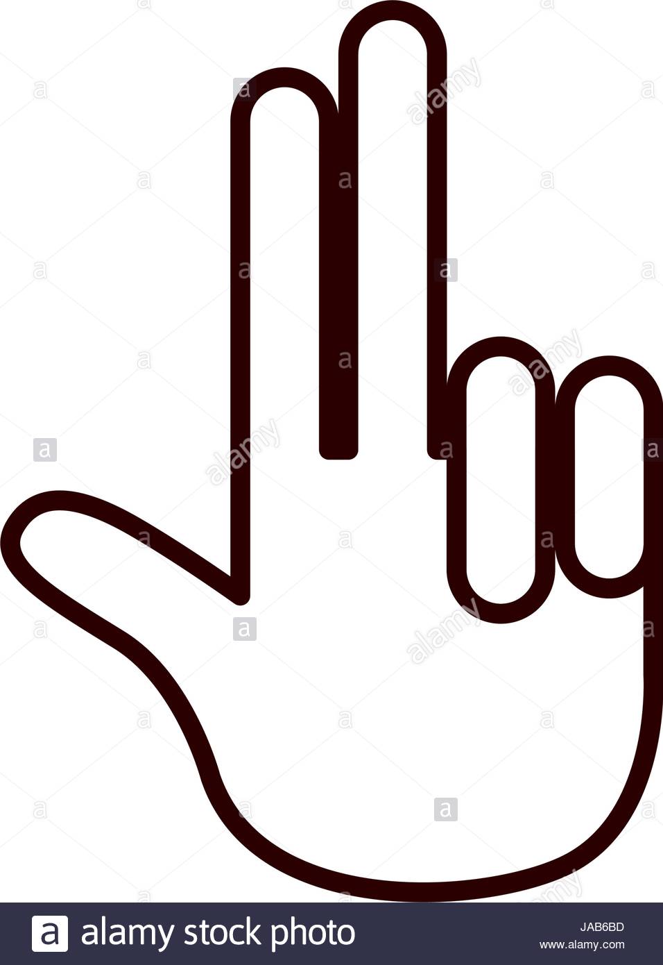 956x1390 Sketch Silhouette Hand Palm Showing Two Fingers Icon Stock Vector