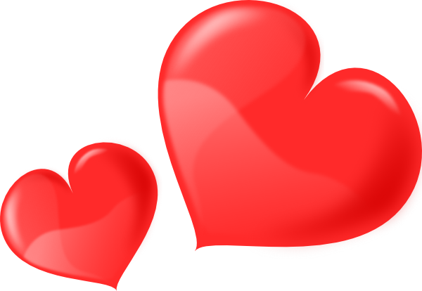 600x414 Two Glossy Hearts Clip Art