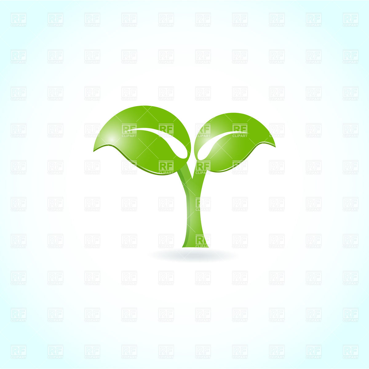 1200x1200 Two Green Leaves On Light Blue Background Royalty Free Vector Clip