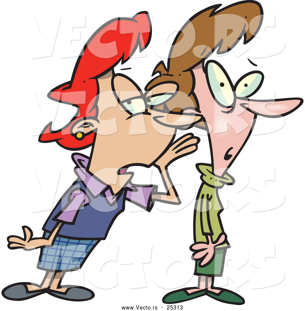 1024x1044 Vector Of A Two Cartoon White Women Gossiping By Toonaday