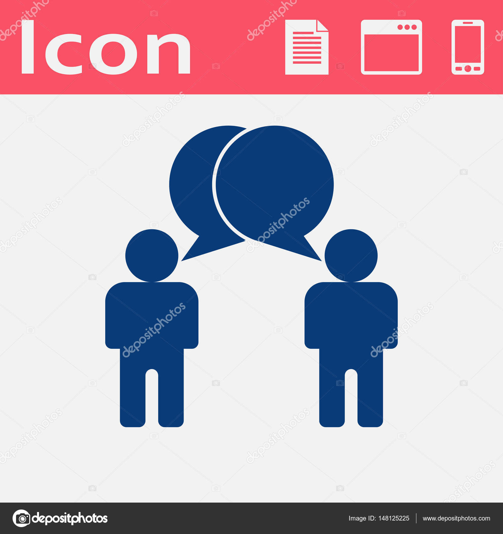 1600x1700 Two People Talking Flat Icon. Vector Dialog Illustration. Stock