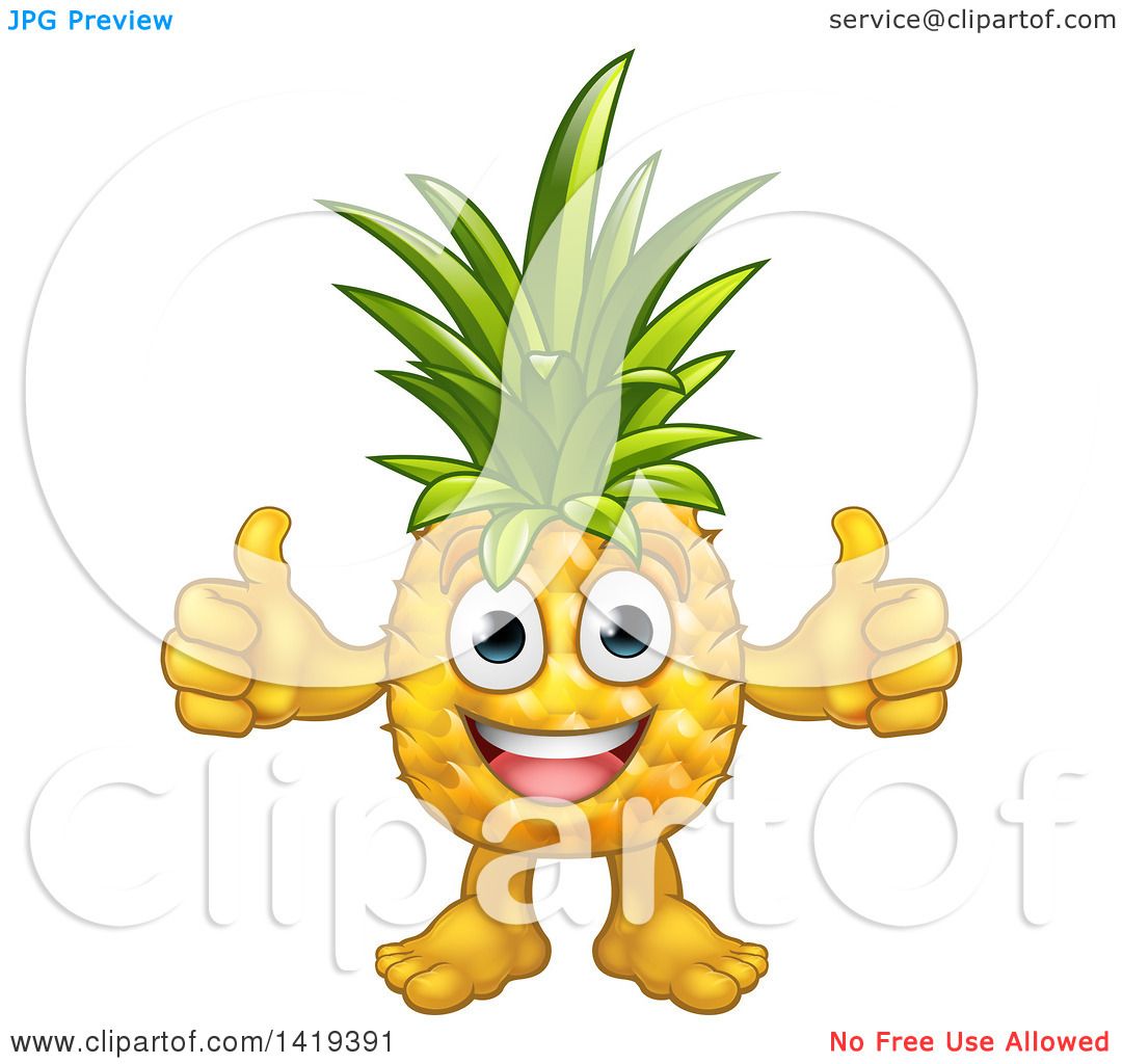 1080x1024 Clipart Of A Cartoon Happy Pineapple Mascot Giving Two Thumbs Up