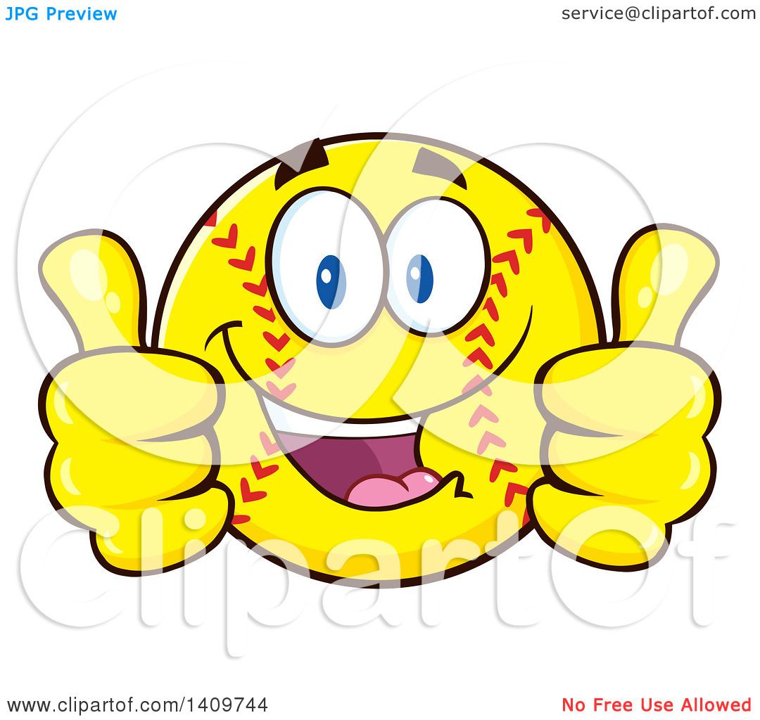 1080x1024 Clipart Of A Cartoon Male Softball Character Mascot Giving Two