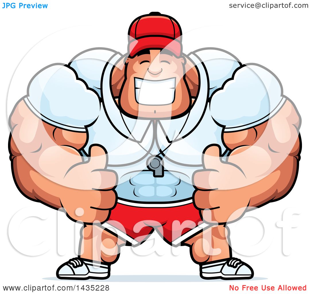 1080x1024 Clipart Of A Cartoon Buff Muscular Sports Coach Giving Two Thumbs