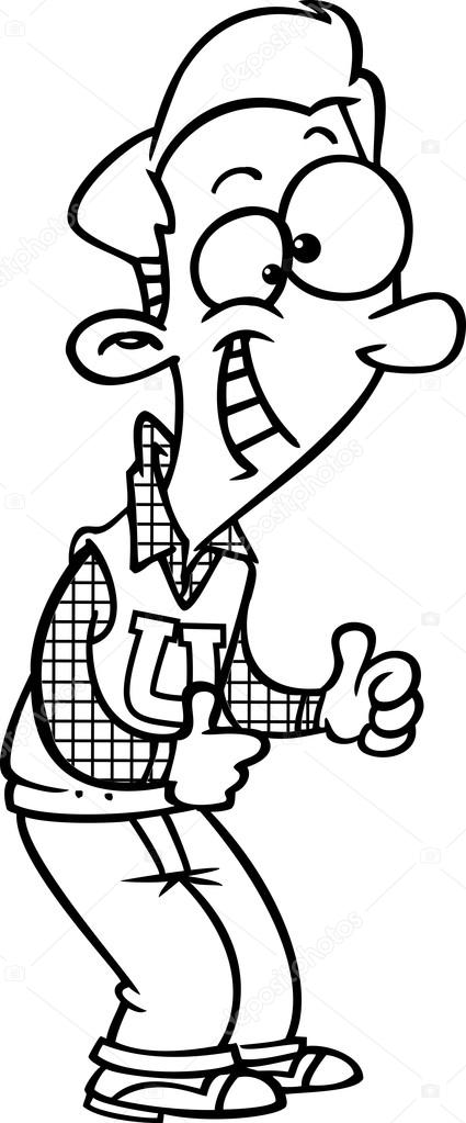 425x1023 Vector Of A Cartoon College Boy Giving Two Thumbs Up