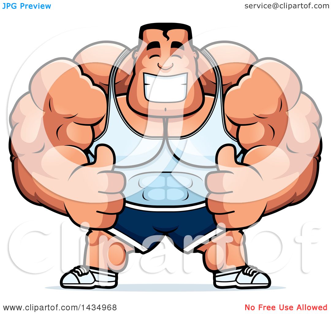 1080x1024 Clipart Of A Cartoon Buff Beefcake Muscular Bodybuilder Giving Two