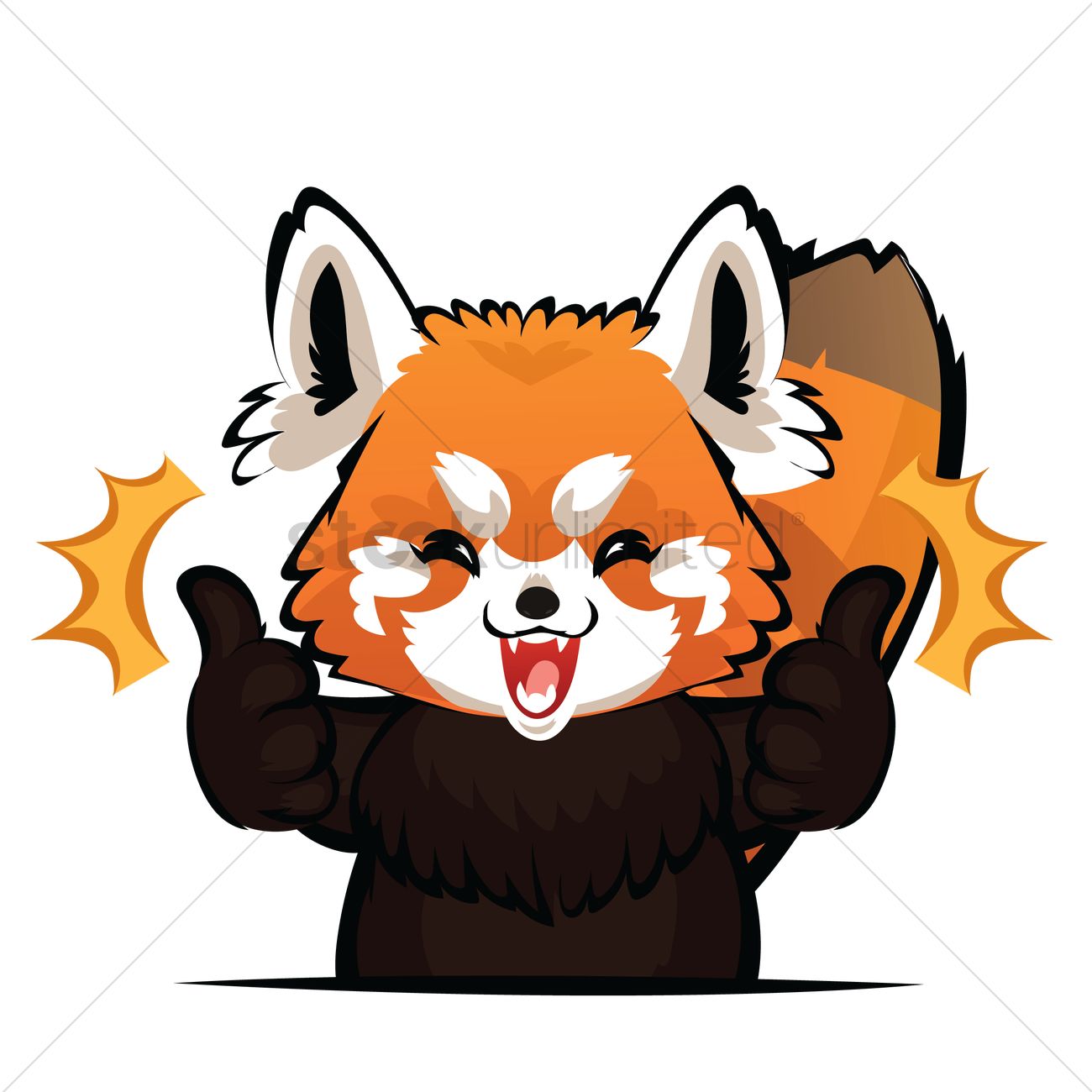 1300x1300 Cartoon Red Panda Gesturing Two Thumbs Up Vector Image