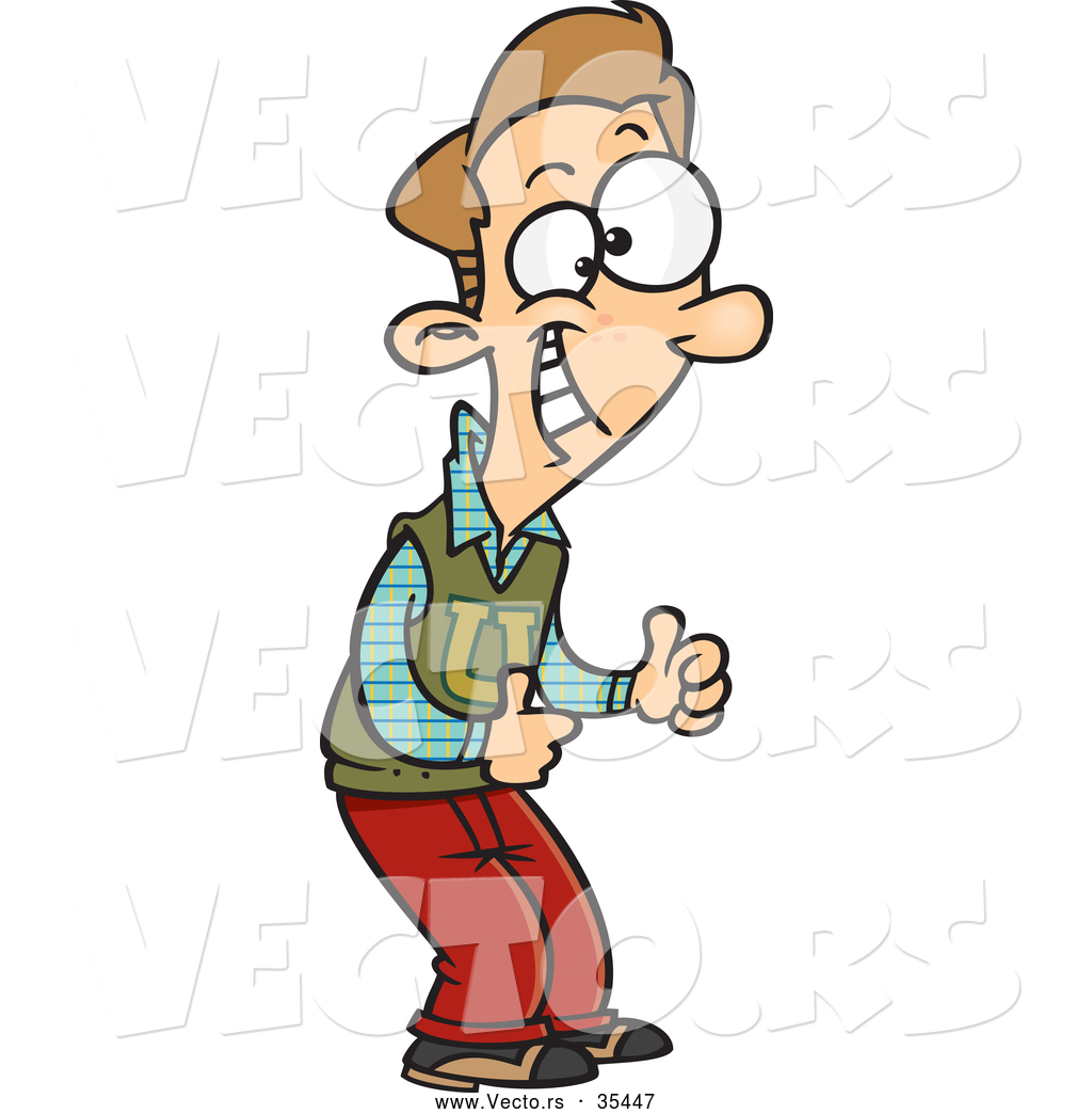 1024x1044 Vector Of A Happy Cartoon College Boy Giving Two Thumbs Up Hand