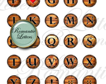 340x270 Digital Scrapbooking Alphabet 1 Inch Circle Wood Texture Digital