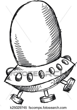 330x470 Clipart Of Ufo Doodle Sketch Vector K25029745