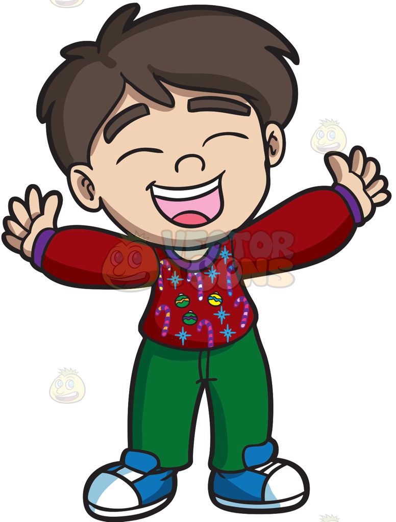 776x1024 A Very Happy Boy Wearing His Ugly Christmas Sweater At An Indoor
