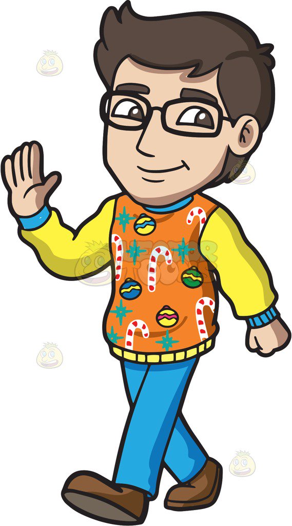 569x1024 A Smart Man In An Ugly Christmas Sweater Cartoon Clipart