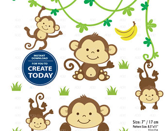 340x270 Monkey Clip Art Etsy