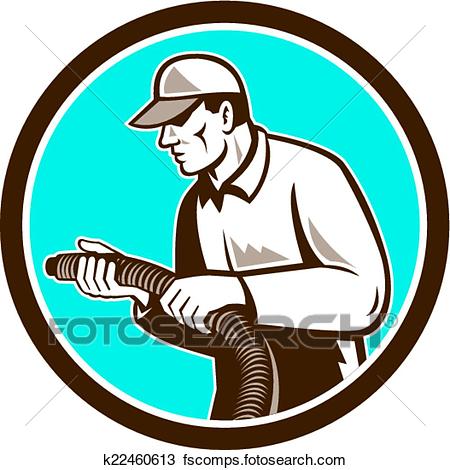 450x470 Clipart Of Home Insulation Technician Retro Circle K22460613