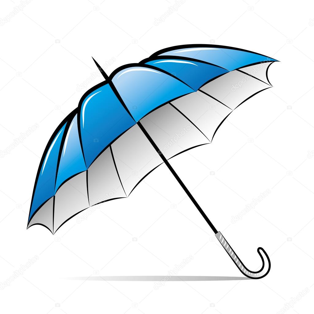 1024x1024 Drawing Umbrella On White Background. Vector Illustration Stock