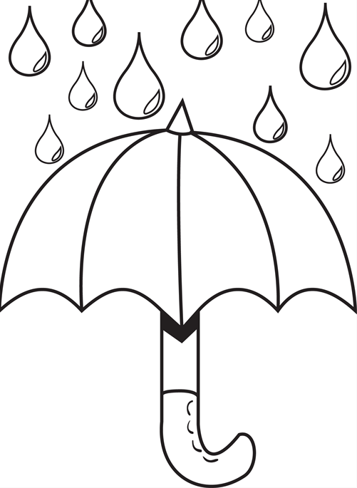 501x685 Umbrella Day Coloring Pages Umbrella With Raindrops Coloring