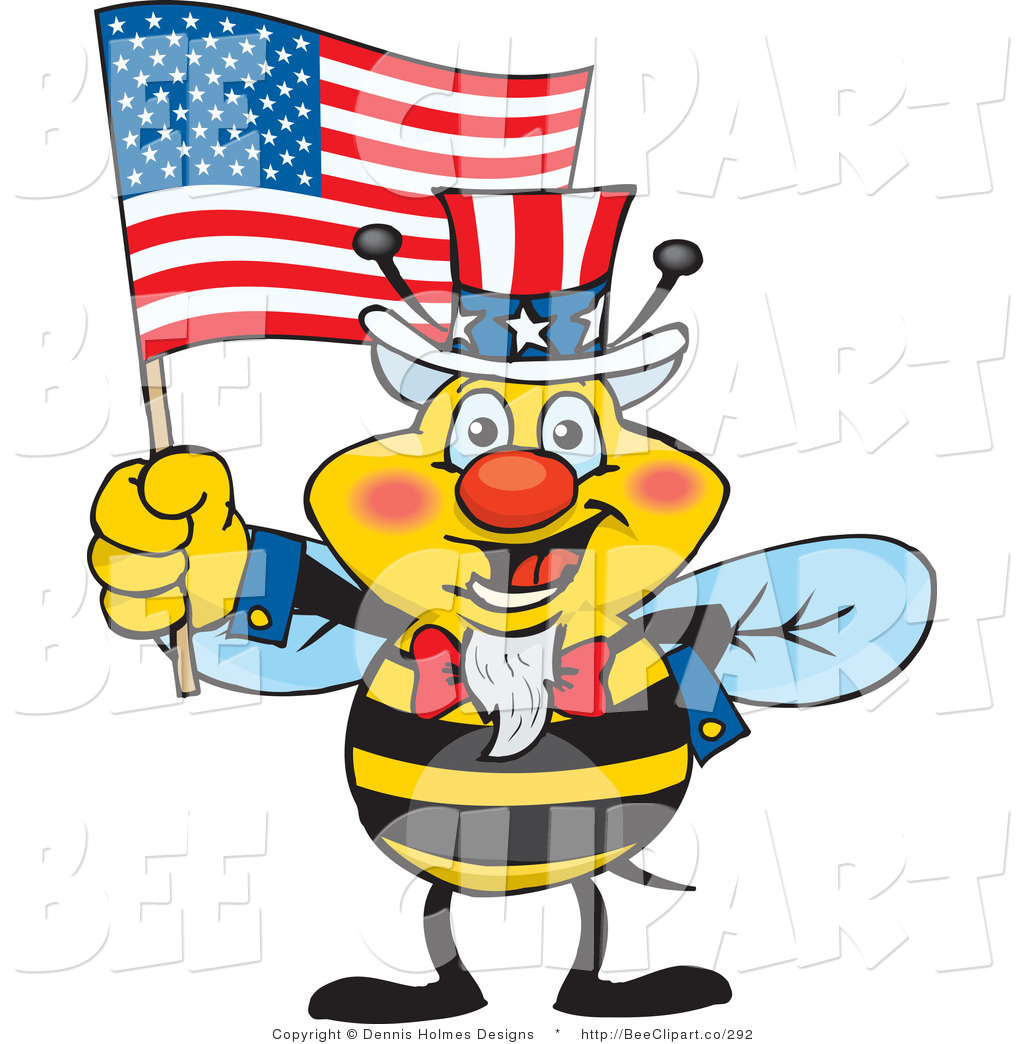 1024x1044 Cartoon Vector Clip Art Of A Patriotic Yellow Uncle Sam Bee Waving