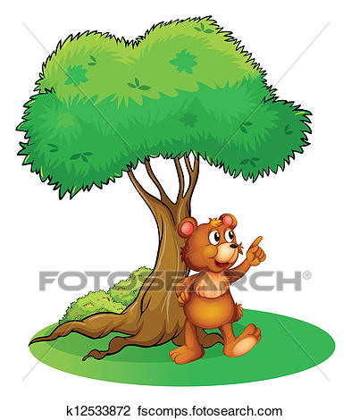 393x470 Clipart Of A Wild Animal Under A Tree K12533872