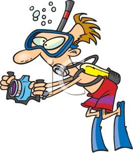 261x300 Snorkeling Man With An Underwater Camera Clip Art Image