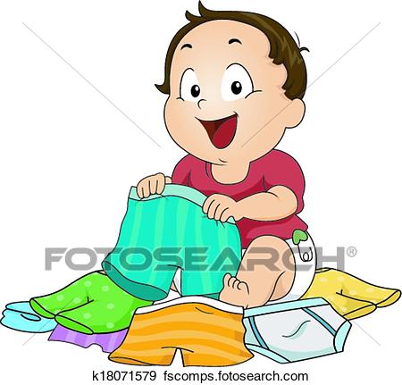 450x431 Clip Art Of Boy Choosing Underwear K18071579