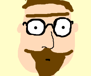 300x250 With Unibrow And Beard Wearing Glasses