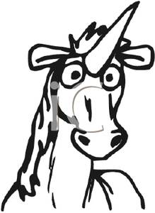 219x300 Black And White Unicorn Clipart Picture